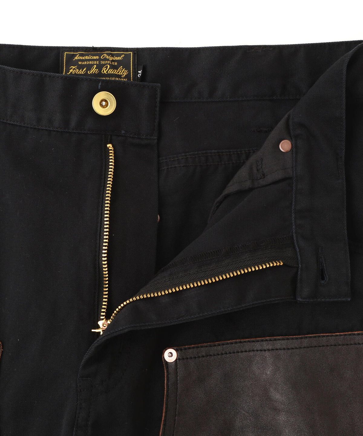 LEATHER COMB. DOUBLE KNEE PANTS/レザー コンビ ダブルニー パンツ