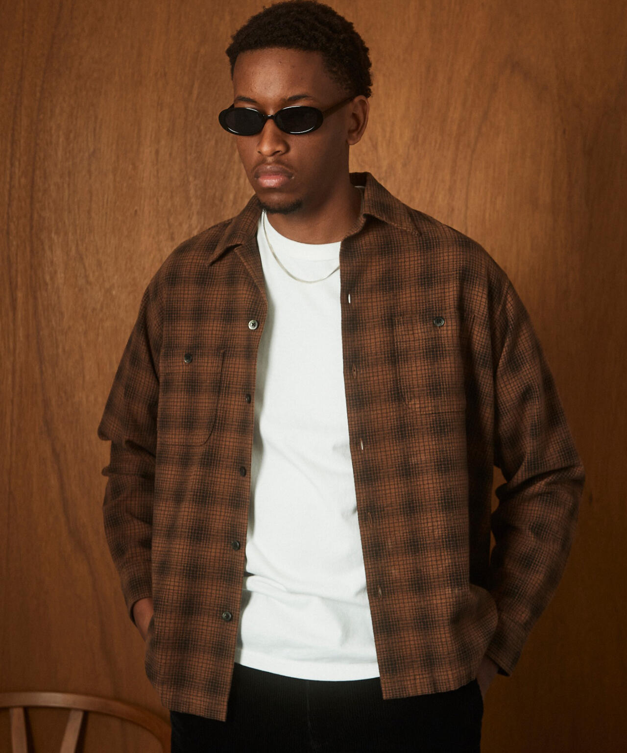 PRINT OMBRE CHECK FLANNEL SHIRT/プリント オンブレ チェック フランネル シャツ
