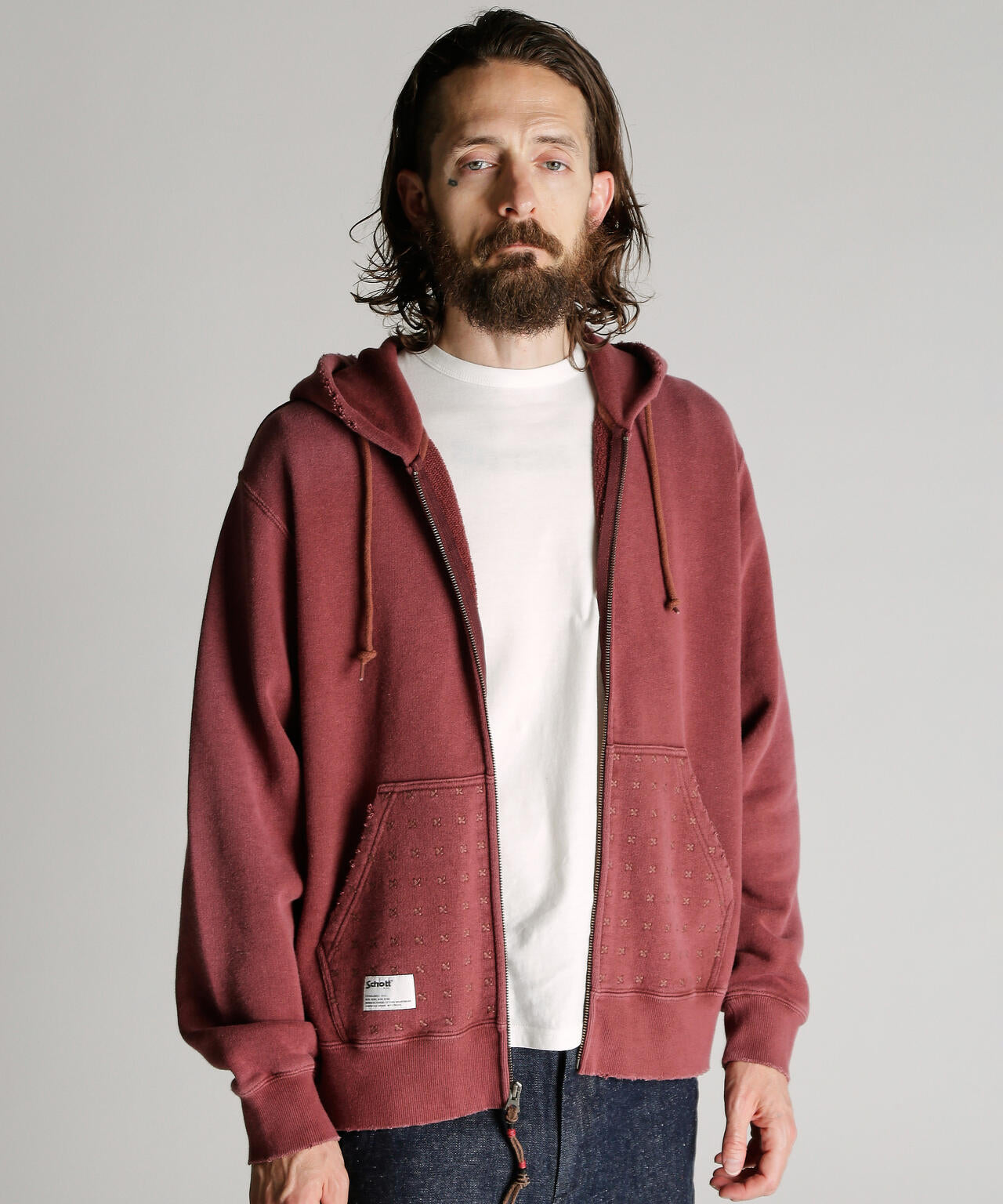 ASING ZIP HOODED SWEAT/エイジング ジップ スウェット