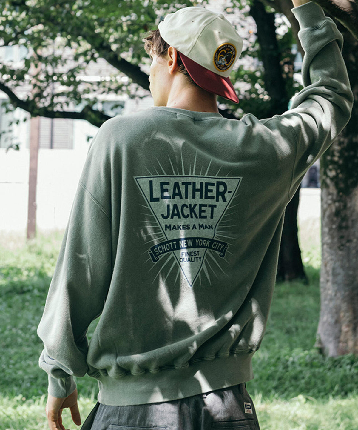 CREW SWEAT LEATHER JACKET MAKES A MAN/クルー スウェット レザー ジャケット メイクスアマン