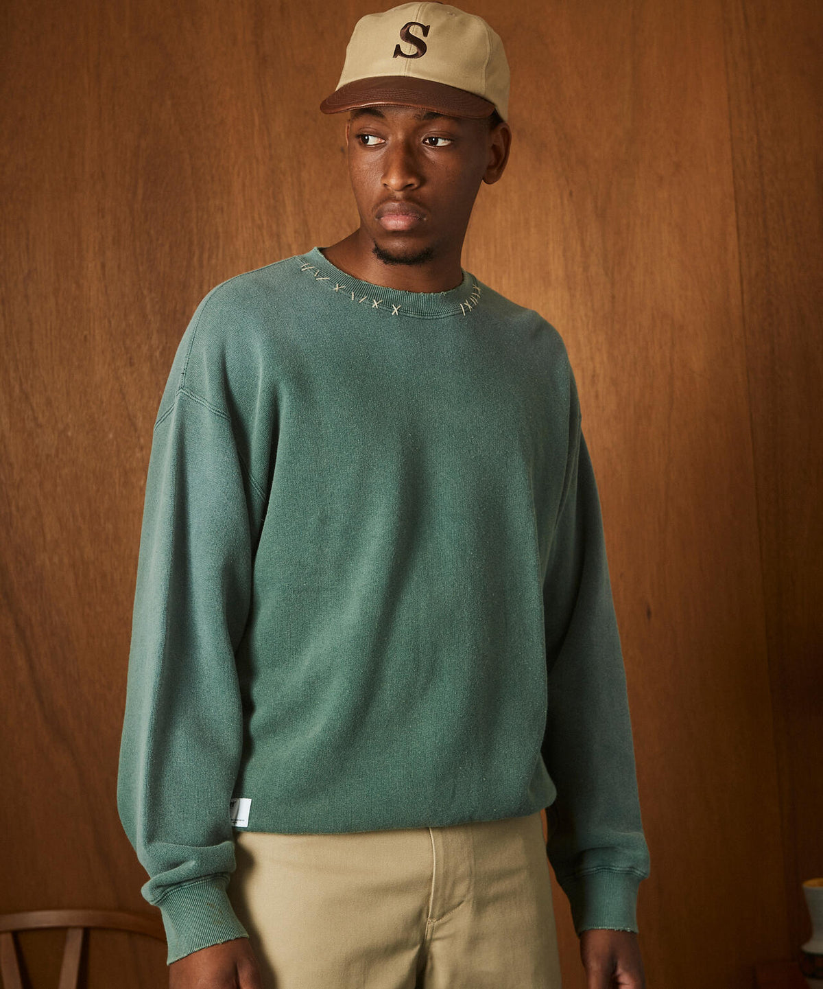 ASING CREW SWEAT HAND STITCH/エイジング クルーハンドステッチ スウェット