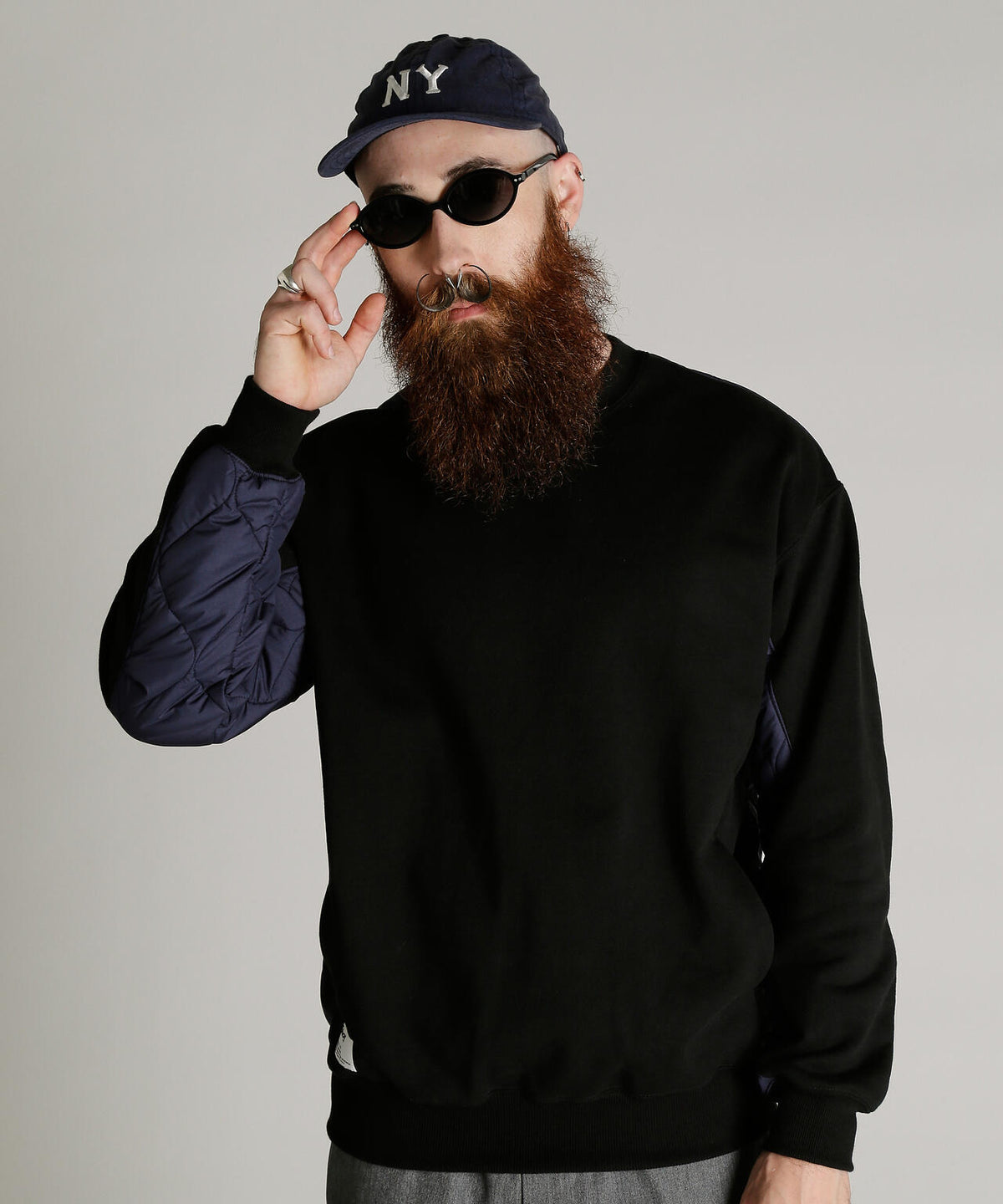 QUILTED COMBI. CREW SWEAT/キルティング コンビ クルー スウェット