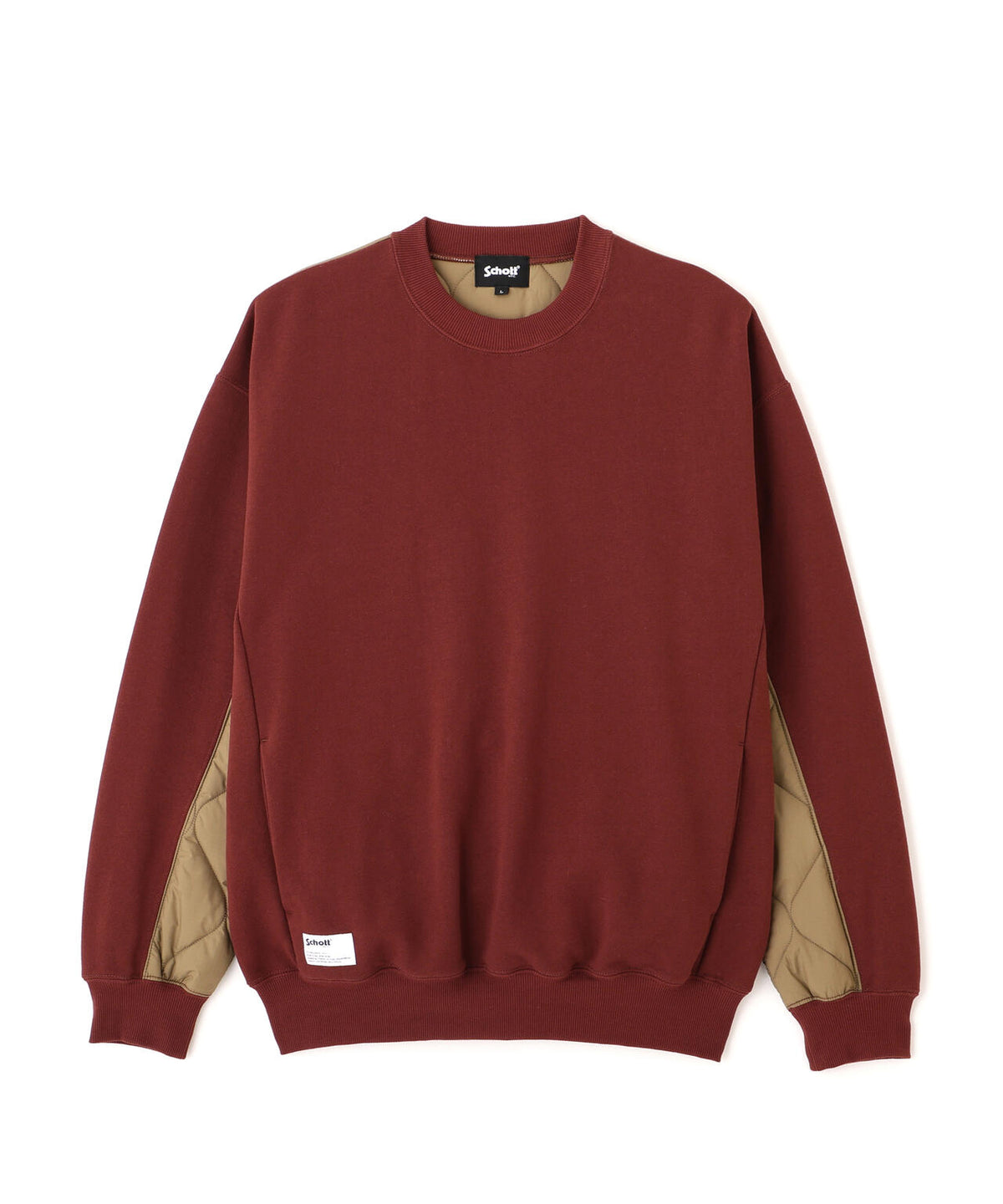 QUILTED COMBI. CREW SWEAT/キルティング コンビ クルー スウェット