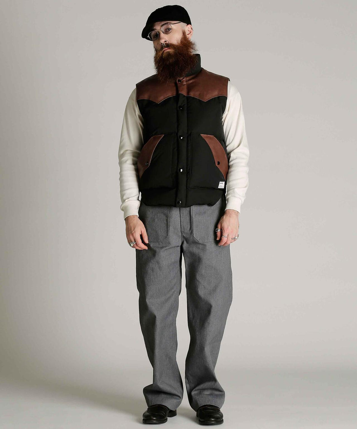LEATHER COMB. VEST/レザー コンビ ベスト