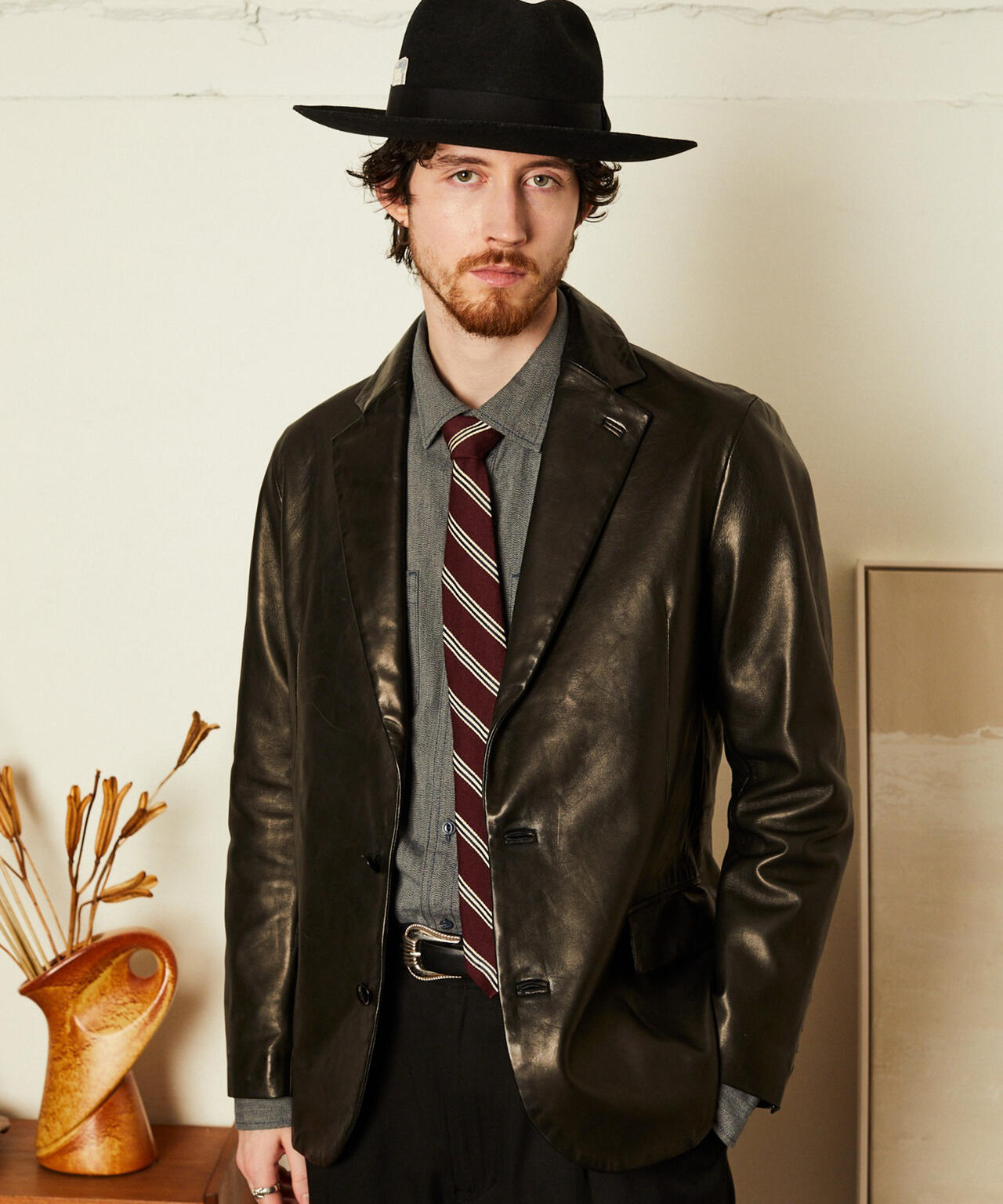 LEATHER TAILORED JACKET/レザーテーラードジャケット