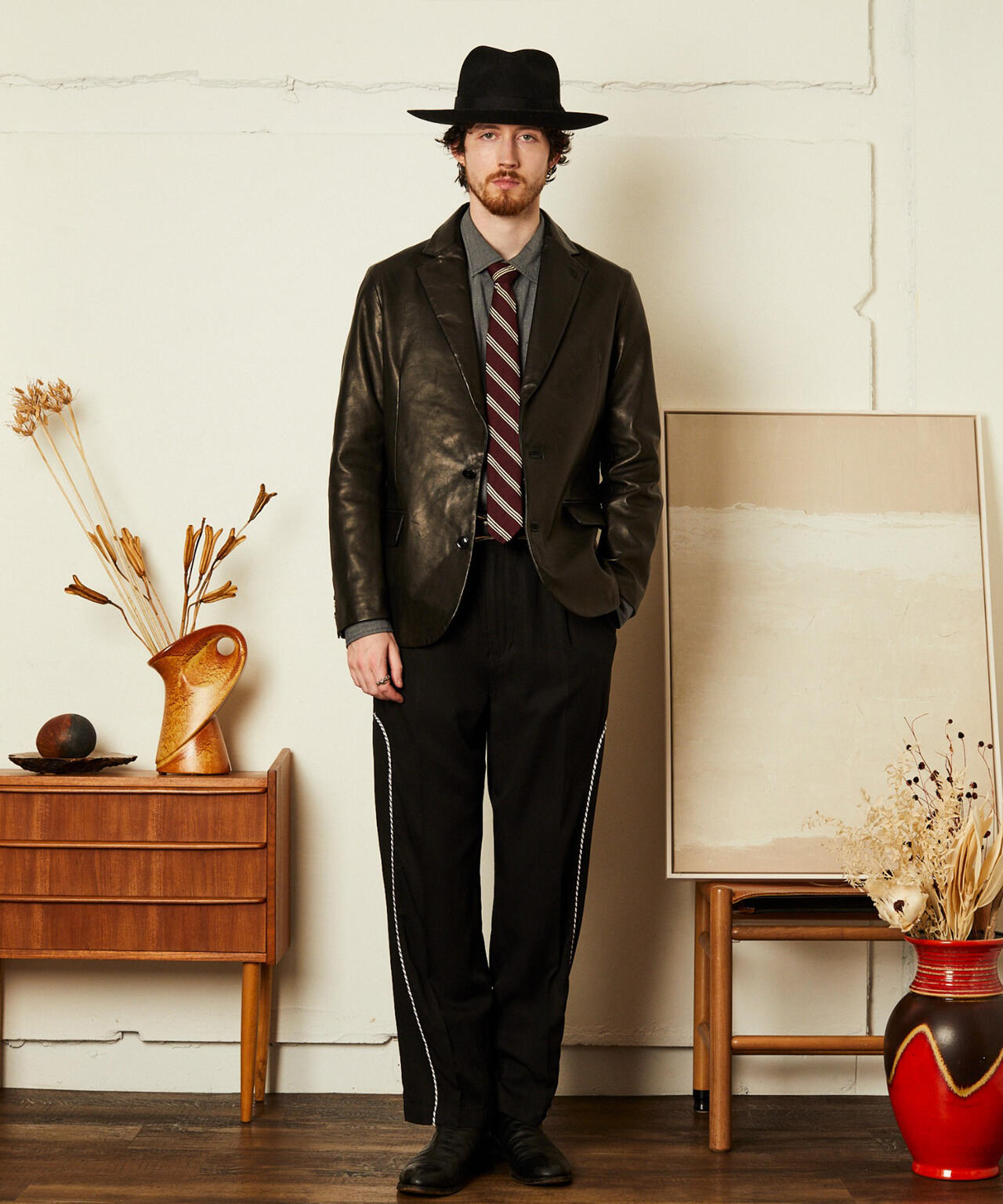 LEATHER TAILORED JACKET/レザーテーラードジャケット