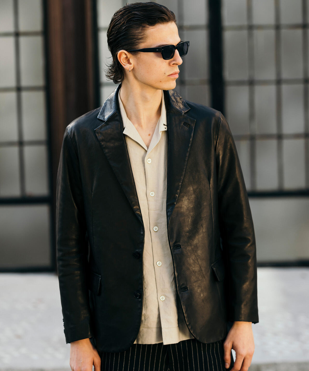 LEATHER TAILORED JACKET/レザーテーラードジャケット