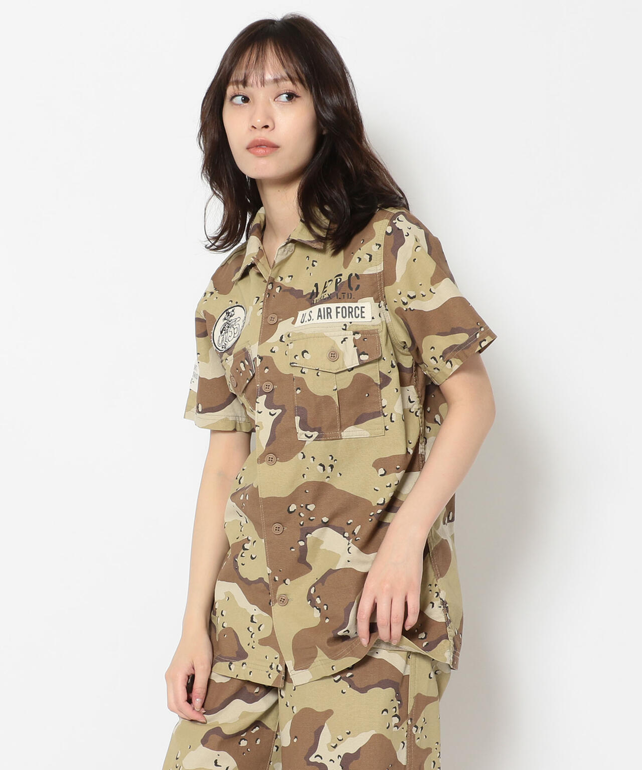 ステンシルパッチド ミリタリーシャツ/ STENCIL PATCHED MILITARY SHIRT