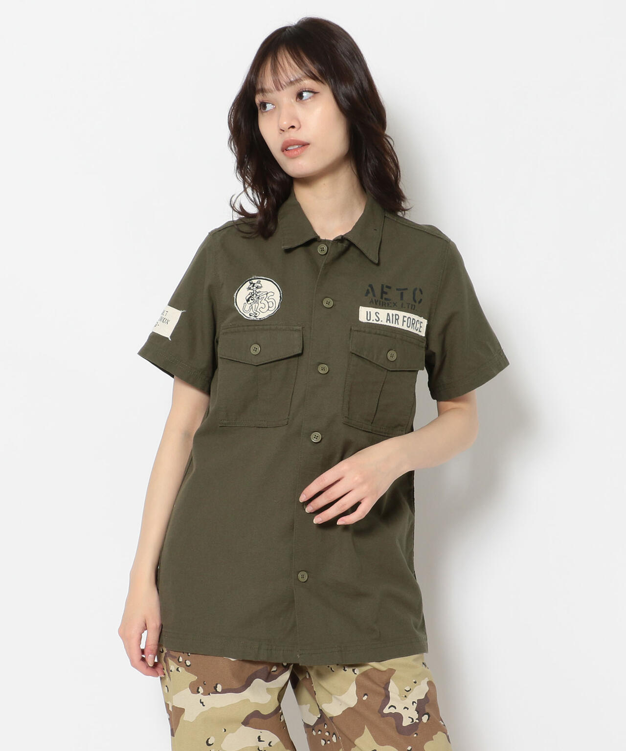 ステンシルパッチド ミリタリーシャツ/ STENCIL PATCHED MILITARY SHIRT