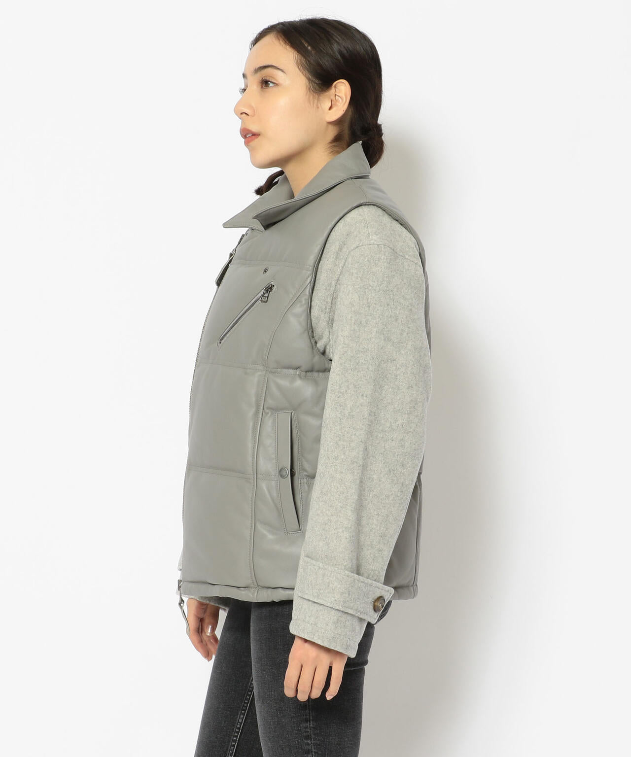 WOOL COMBI LEATHER DOWN/ ウールコンビレザーダウン