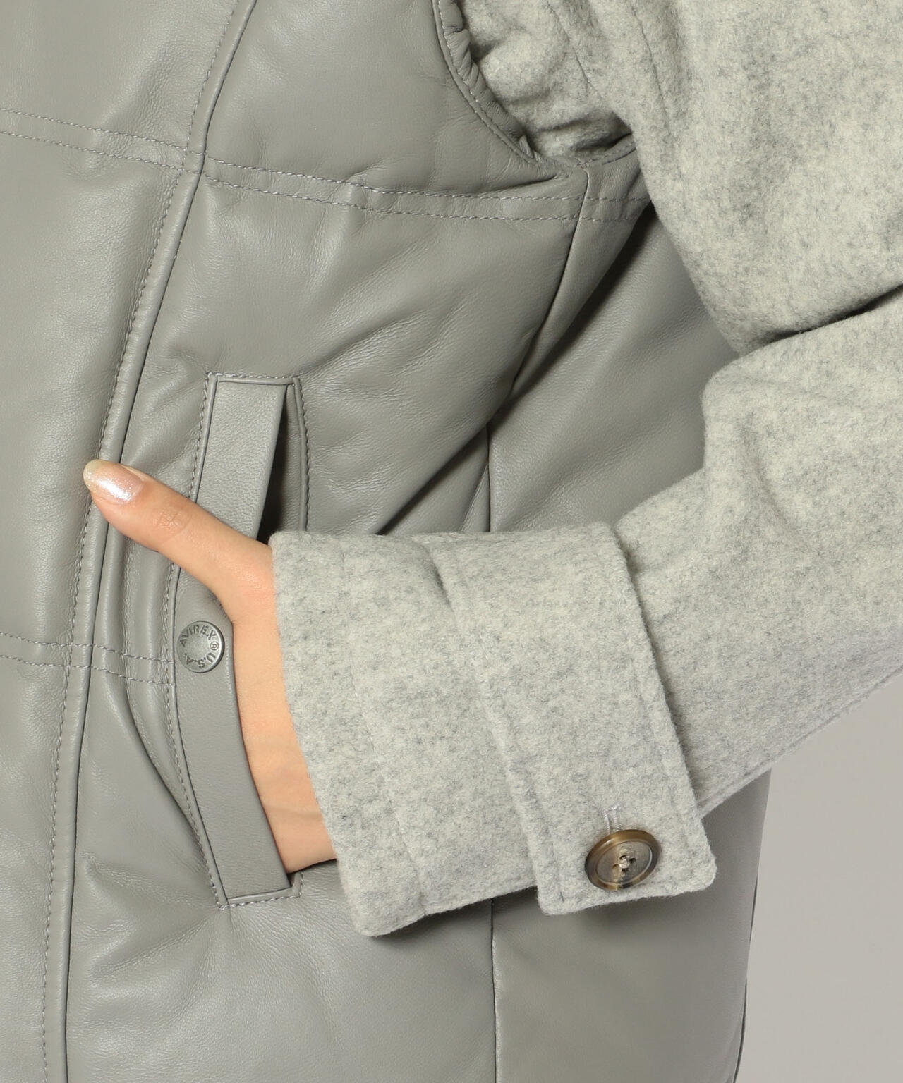 WOOL COMBI LEATHER DOWN/ ウールコンビレザーダウン