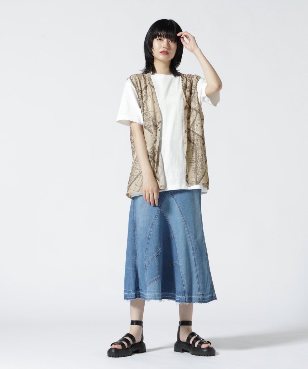 直営店限定/ BANDANA CHART MIX CUT SHIRT/ バンダナチャートミックスカットシャツ