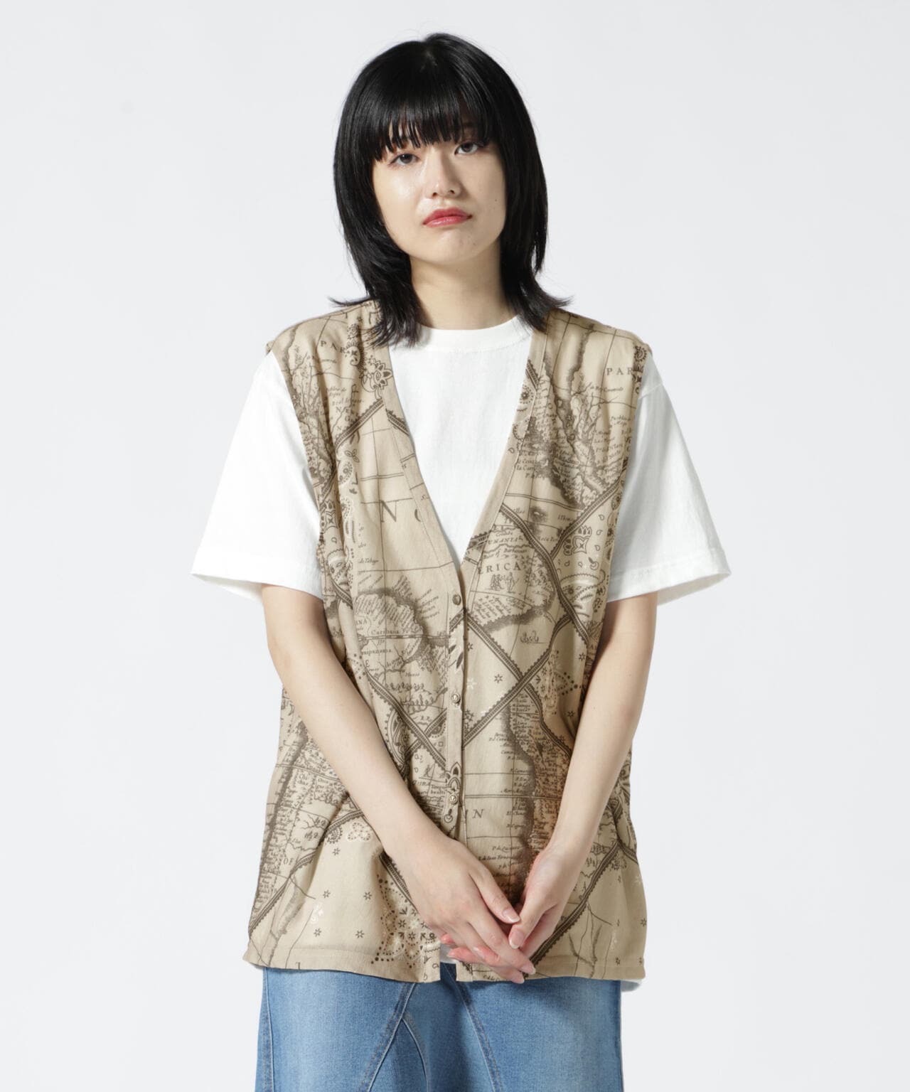 直営店限定/ BANDANA CHART MIX CUT SHIRT/ バンダナチャートミックスカットシャツ
