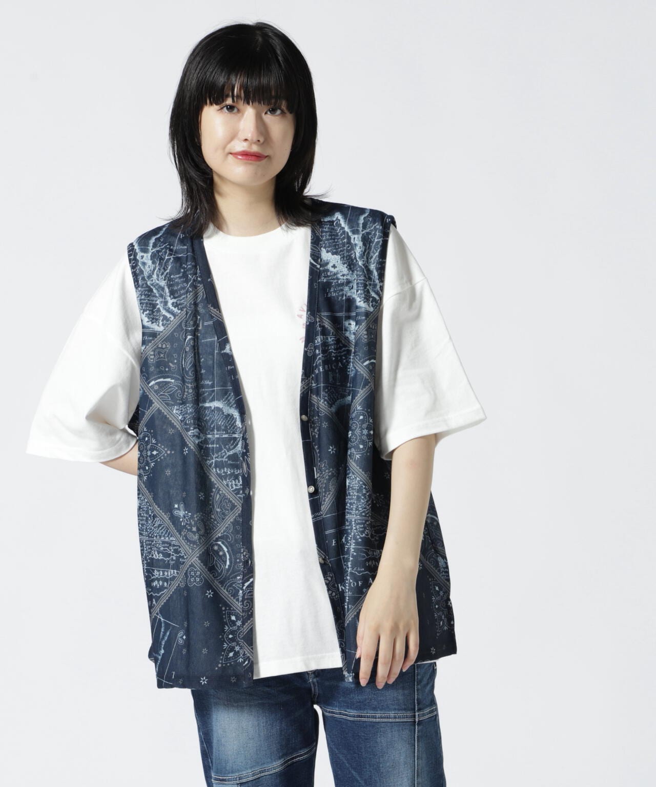 直営店限定/ BANDANA CHART MIX CUT SHIRT/ バンダナチャートミックスカットシャツ