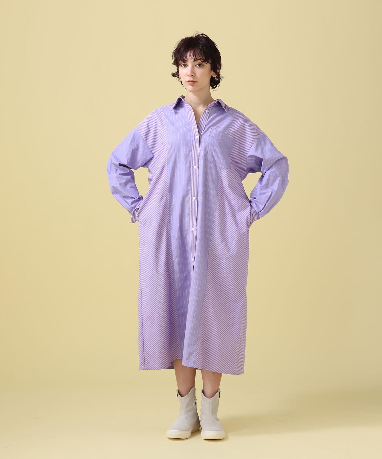 STRIPE SHIRT ONEPIECE/ ストライプシャツワンピース