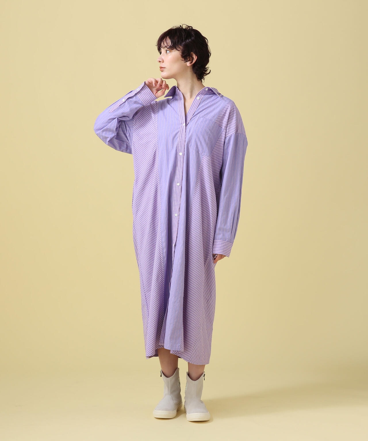 STRIPE SHIRT ONEPIECE/ ストライプシャツワンピース