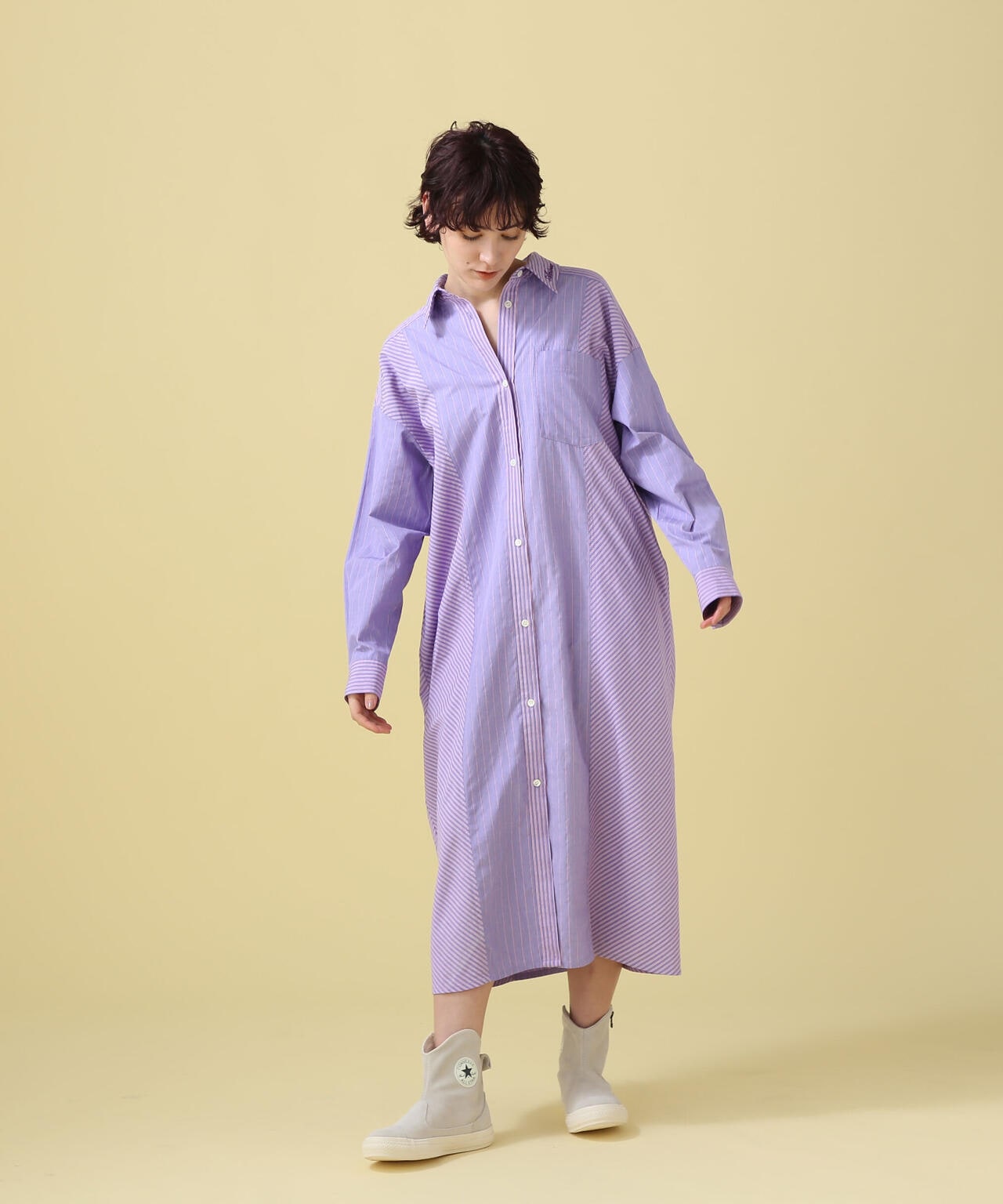 STRIPE SHIRT ONEPIECE/ ストライプシャツワンピース