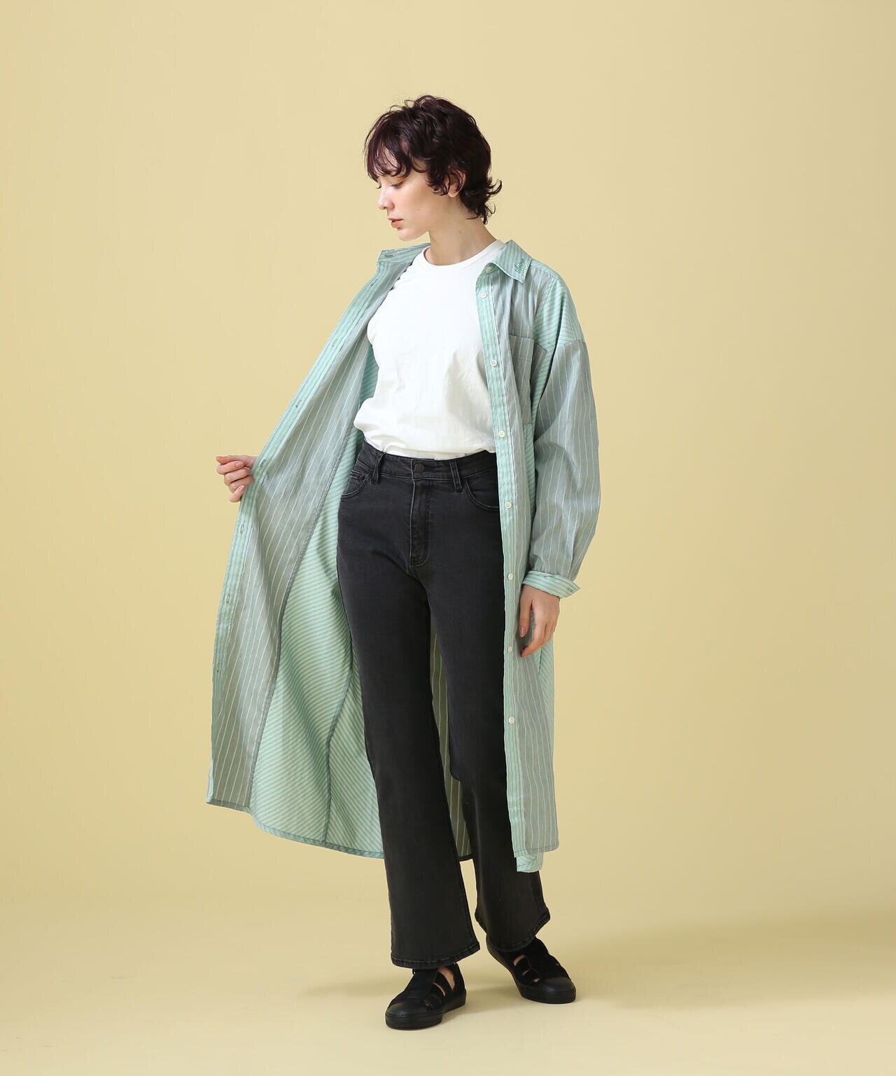 STRIPE SHIRT ONEPIECE/ ストライプシャツワンピース