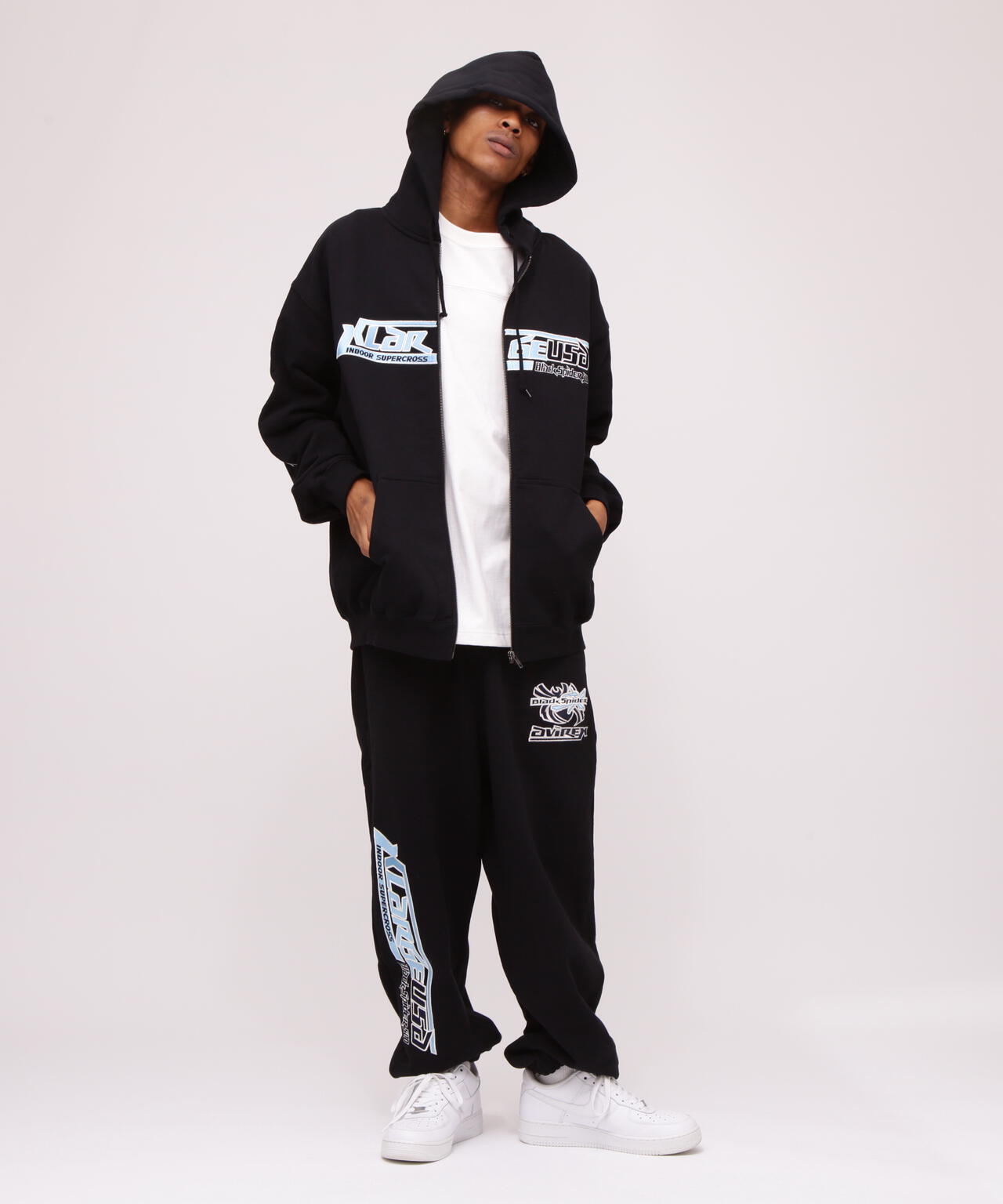 《AVIREX × XLARGE》SWEAT PANTS BLACK SPIDER / スウェットパンツ ブラック スパイダー