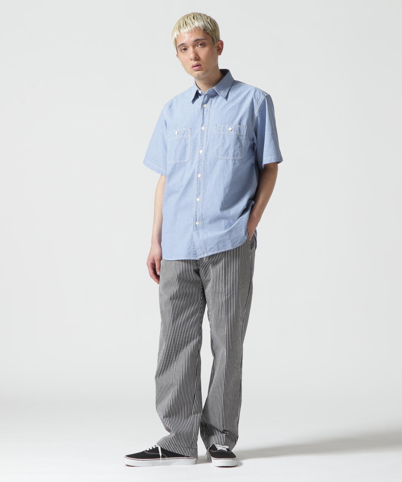 《DAILY/デイリー》BASIC CHAMBRAY S/S SHIRT / 半袖シャンブレーシャツ/AVIREX/アヴィレック