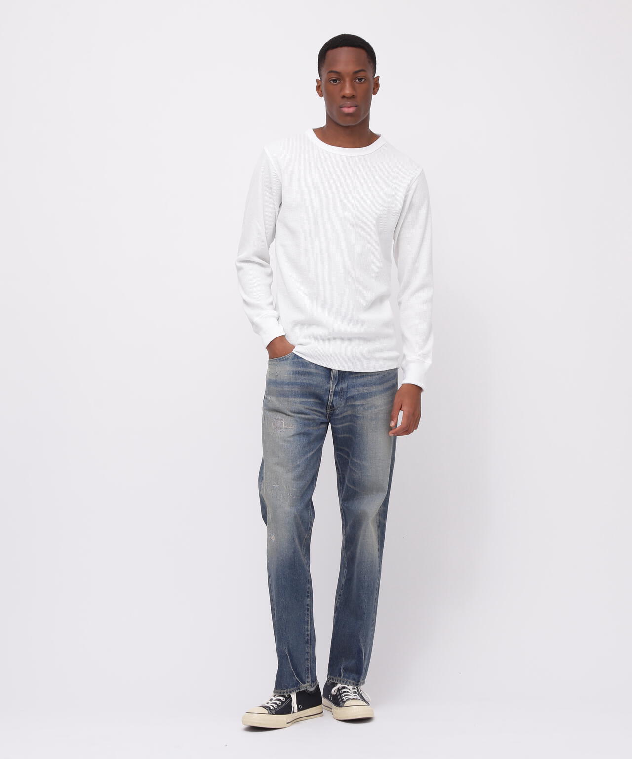 《DAILY/デイリー》THERMAL L/S CREW NECK T-SHIRT/サーマル 長袖 クルーネック Tシャツ