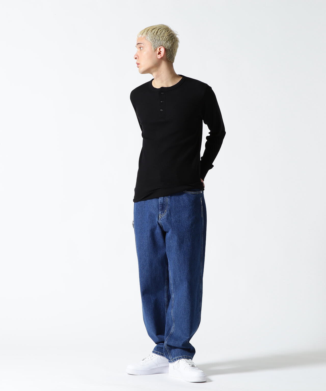 《DAILY/デイリー》THERMAL L/S HENLEY NECK T-SHIRT/サーマル 長袖 ヘンリーネック Tシャツ