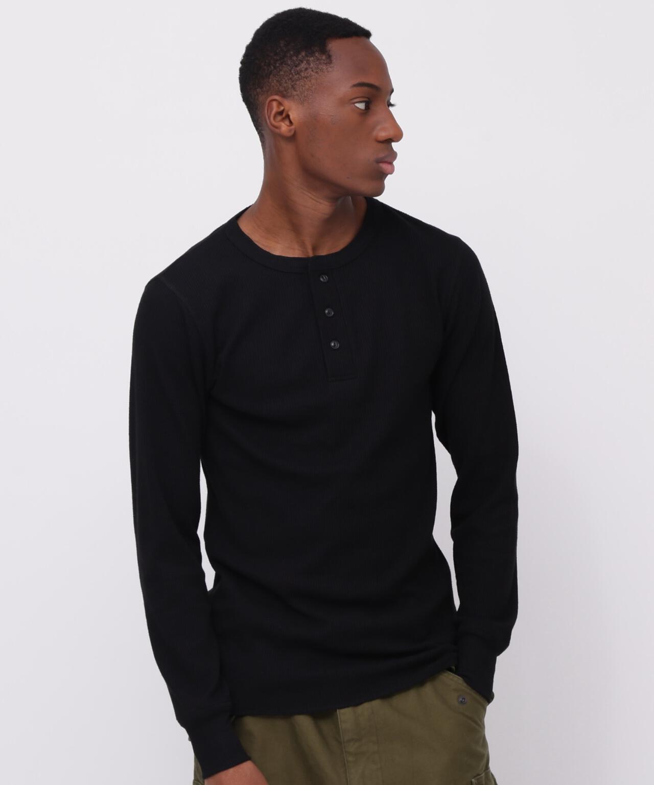 《DAILY/デイリー》THERMAL L/S HENLEY NECK T-SHIRT/サーマル 長袖 ヘンリーネック Tシャツ