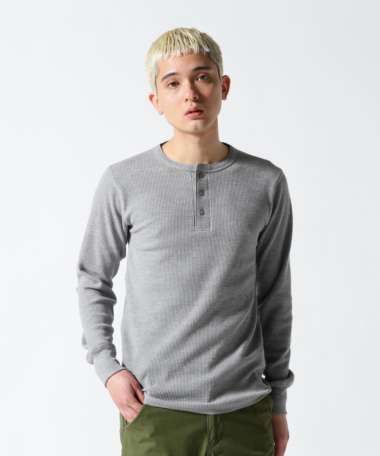 《DAILY/デイリー》THERMAL L/S HENLEY NECK T-SHIRT/サーマル 長袖 ヘンリーネック Tシャツ