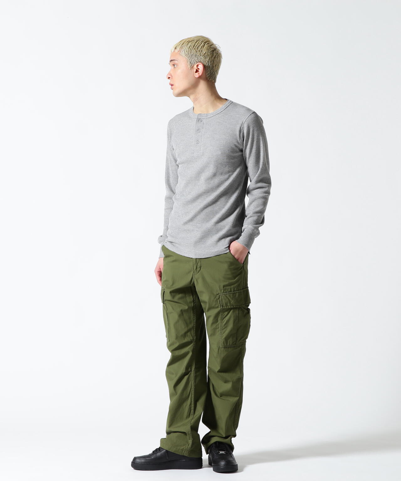 《DAILY/デイリー》THERMAL L/S HENLEY NECK T-SHIRT/サーマル 長袖 ヘンリーネック Tシャツ