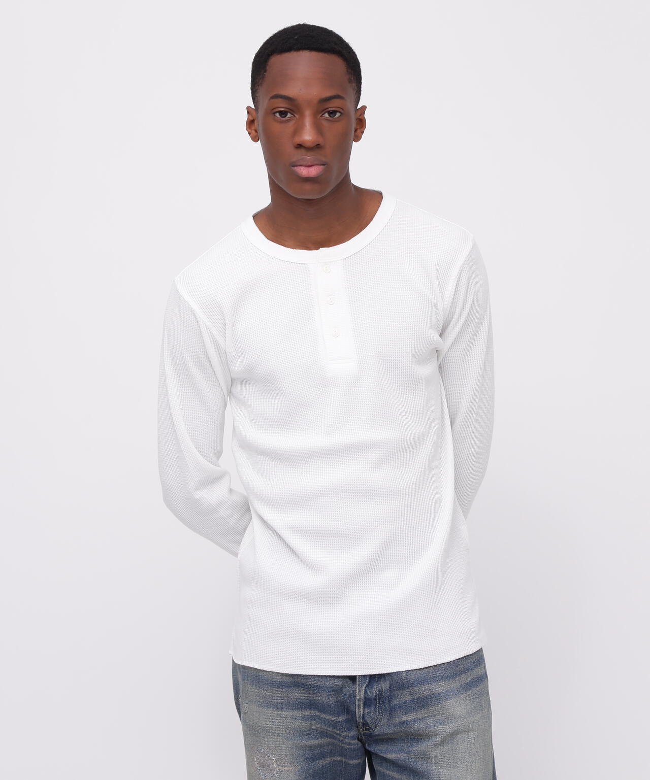 《DAILY/デイリー》THERMAL L/S HENLEY NECK T-SHIRT/サーマル 長袖 ヘンリーネック Tシャツ