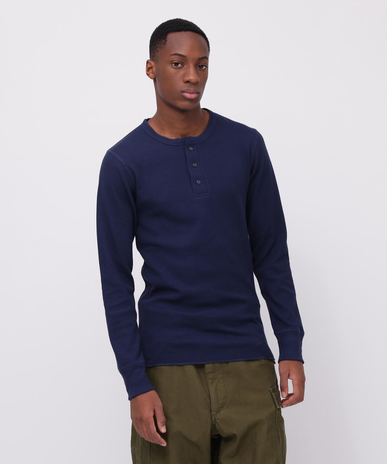 《DAILY/デイリー》THERMAL L/S HENLEY NECK T-SHIRT/サーマル 長袖 ヘンリーネック Tシャツ