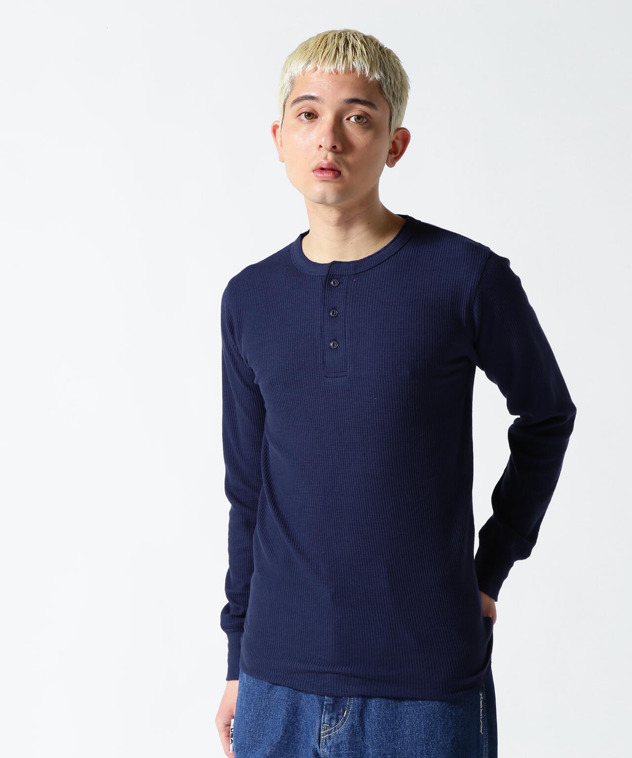 《DAILY/デイリー》THERMAL L/S HENLEY NECK T-SHIRT/サーマル 長袖 ヘンリーネック Tシャツ