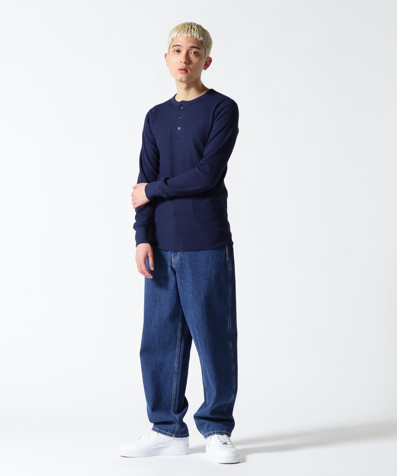 《DAILY/デイリー》THERMAL L/S HENLEY NECK T-SHIRT/サーマル 長袖 ヘンリーネック Tシャツ