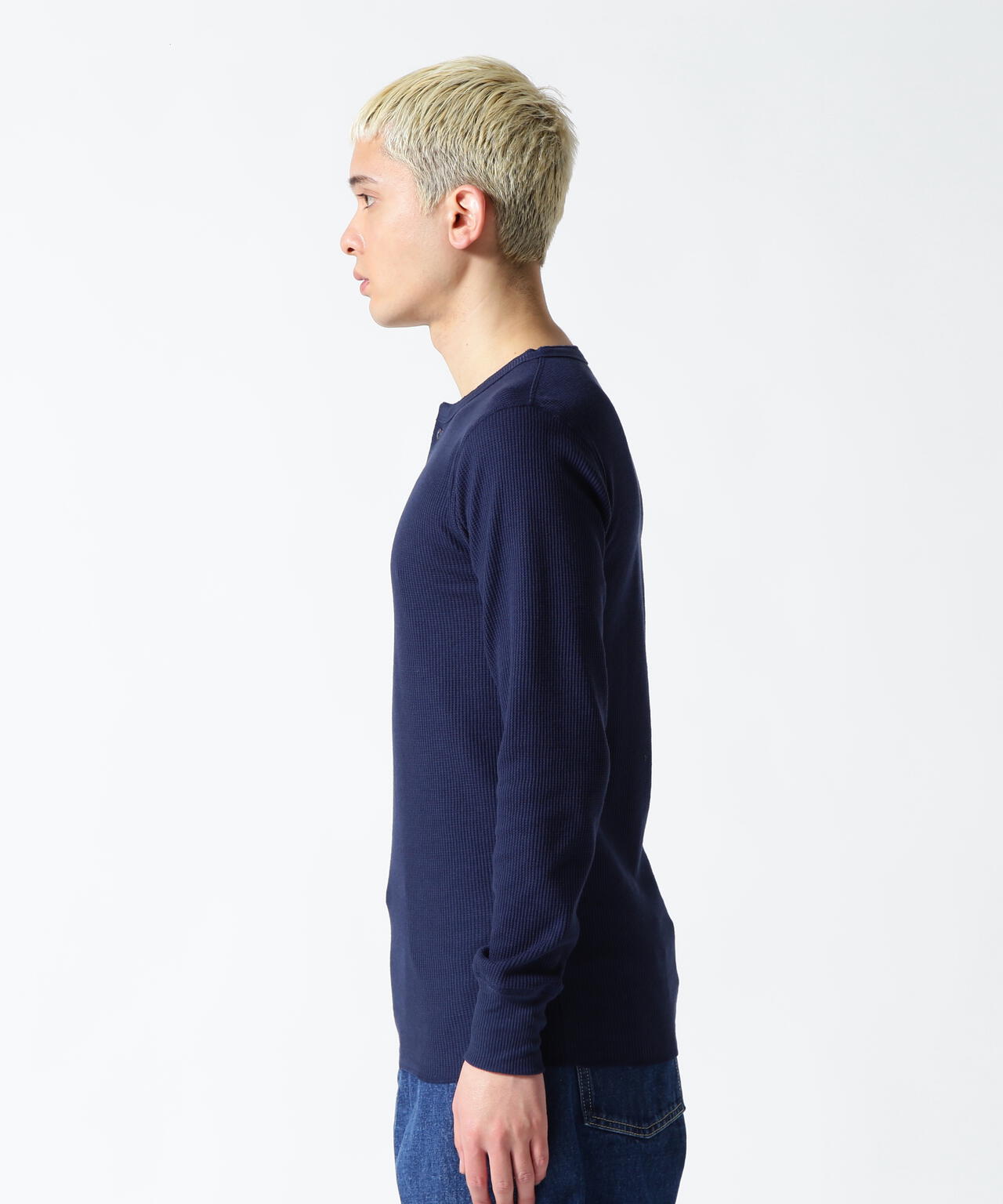 《DAILY/デイリー》THERMAL L/S HENLEY NECK T-SHIRT/サーマル 長袖 ヘンリーネック Tシャツ