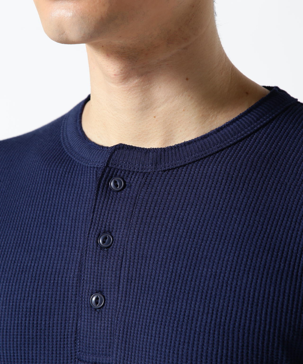 《DAILY/デイリー》THERMAL L/S HENLEY NECK T-SHIRT/サーマル 長袖 ヘンリーネック Tシャツ