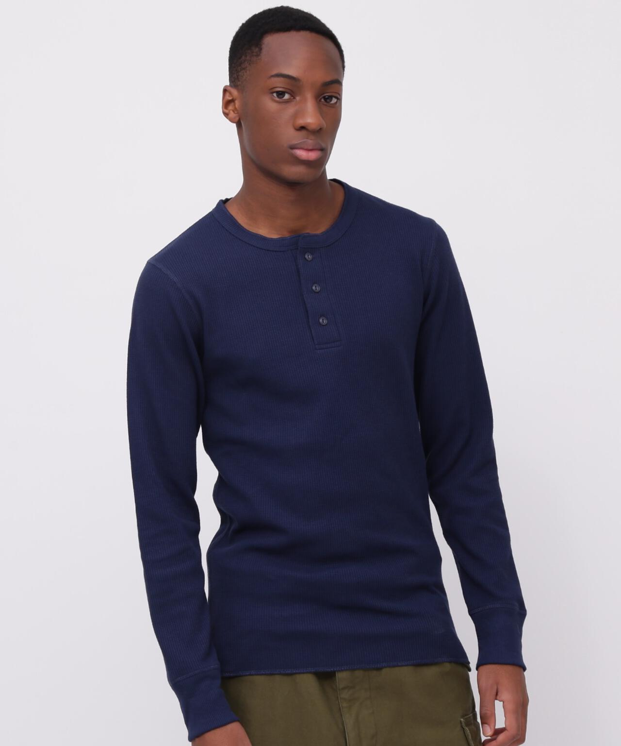 《DAILY/デイリー》THERMAL L/S HENLEY NECK T-SHIRT/サーマル 長袖 ヘンリーネック Tシャツ