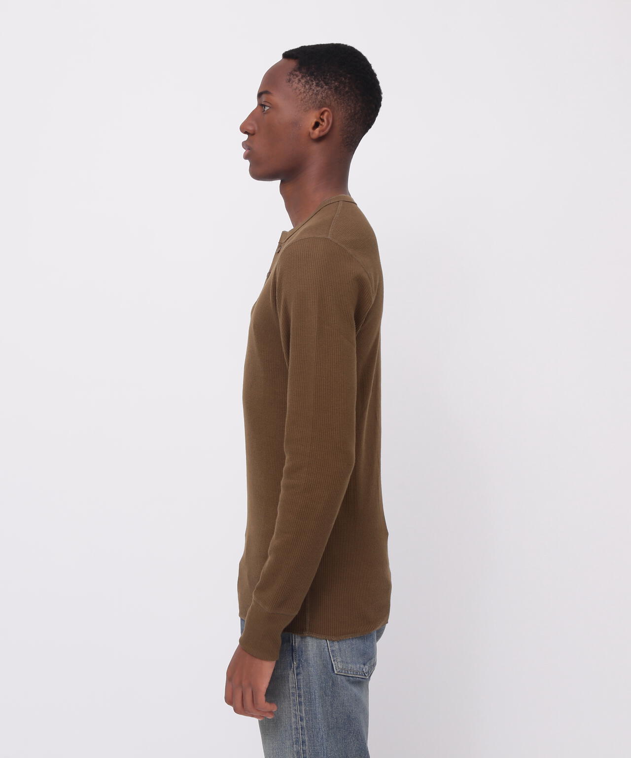 《DAILY/デイリー》THERMAL L/S HENLEY NECK T-SHIRT/サーマル 長袖 ヘンリーネック Tシャツ