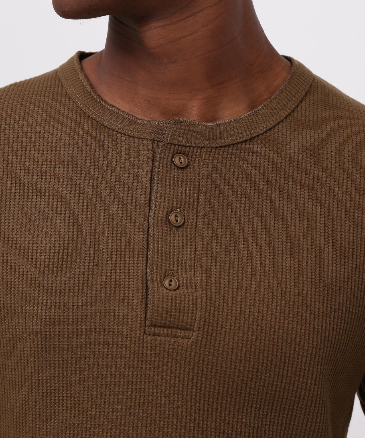 《DAILY/デイリー》THERMAL L/S HENLEY NECK T-SHIRT/サーマル 長袖 ヘンリーネック Tシャツ