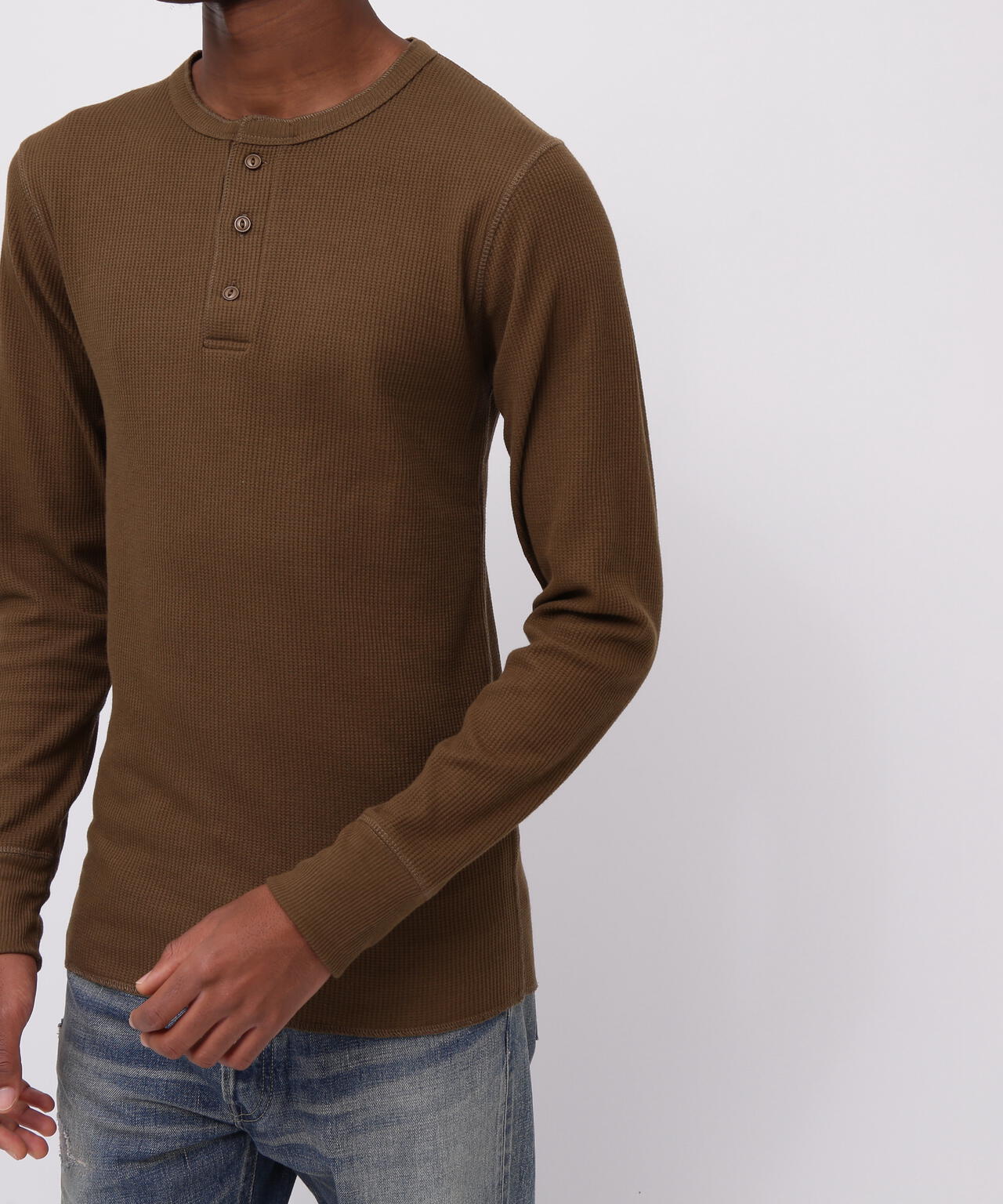 《DAILY/デイリー》THERMAL L/S HENLEY NECK T-SHIRT/サーマル 長袖 ヘンリーネック Tシャツ