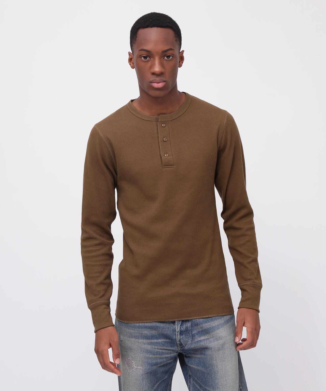 《DAILY/デイリー》THERMAL L/S HENLEY NECK T-SHIRT/サーマル 長袖 ヘンリーネック Tシャツ