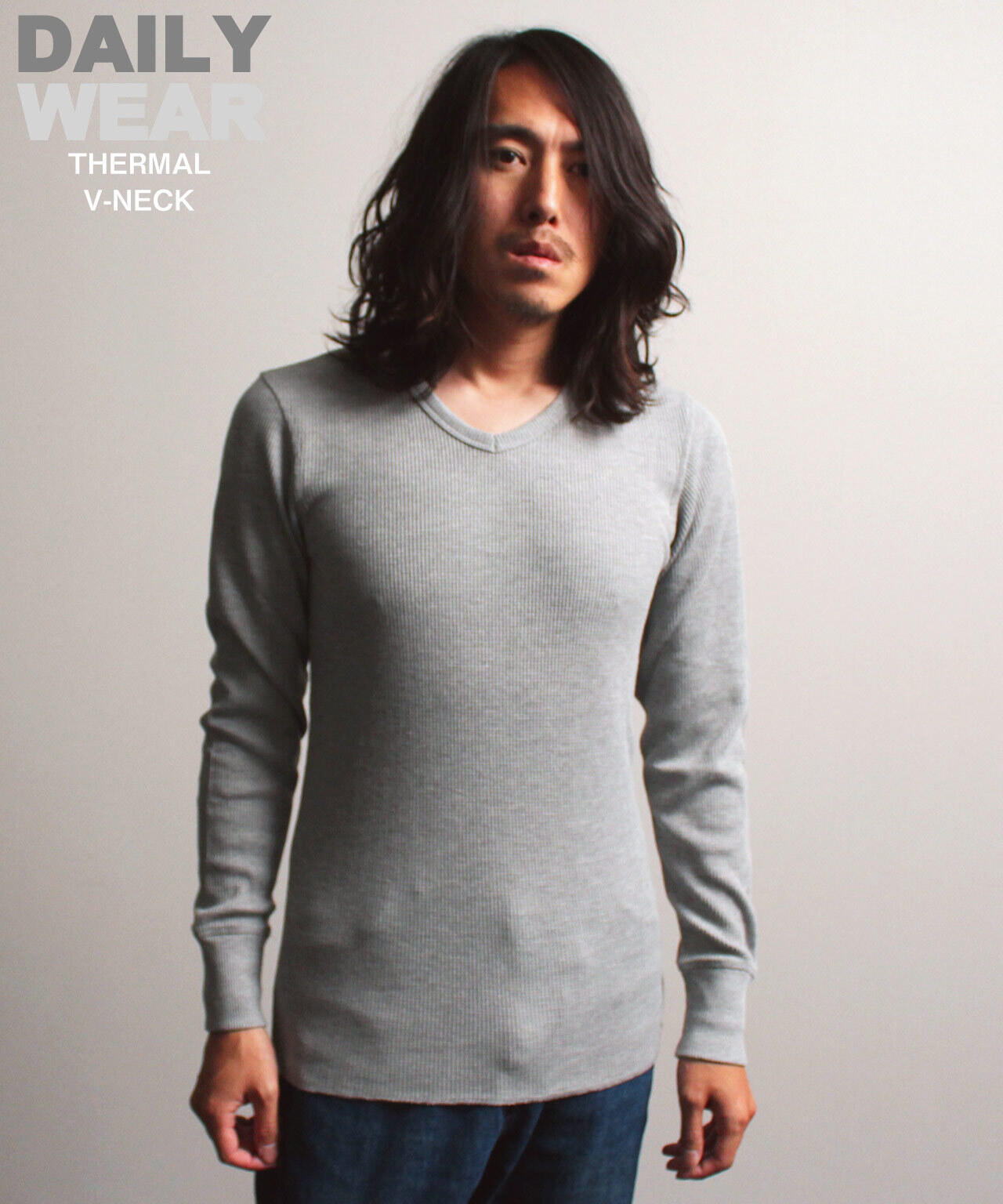 《DAILY/デイリー》THERMAL L/S V-NECK T-SHIRT/サーマル 長袖 ブイネック Tシャツ
