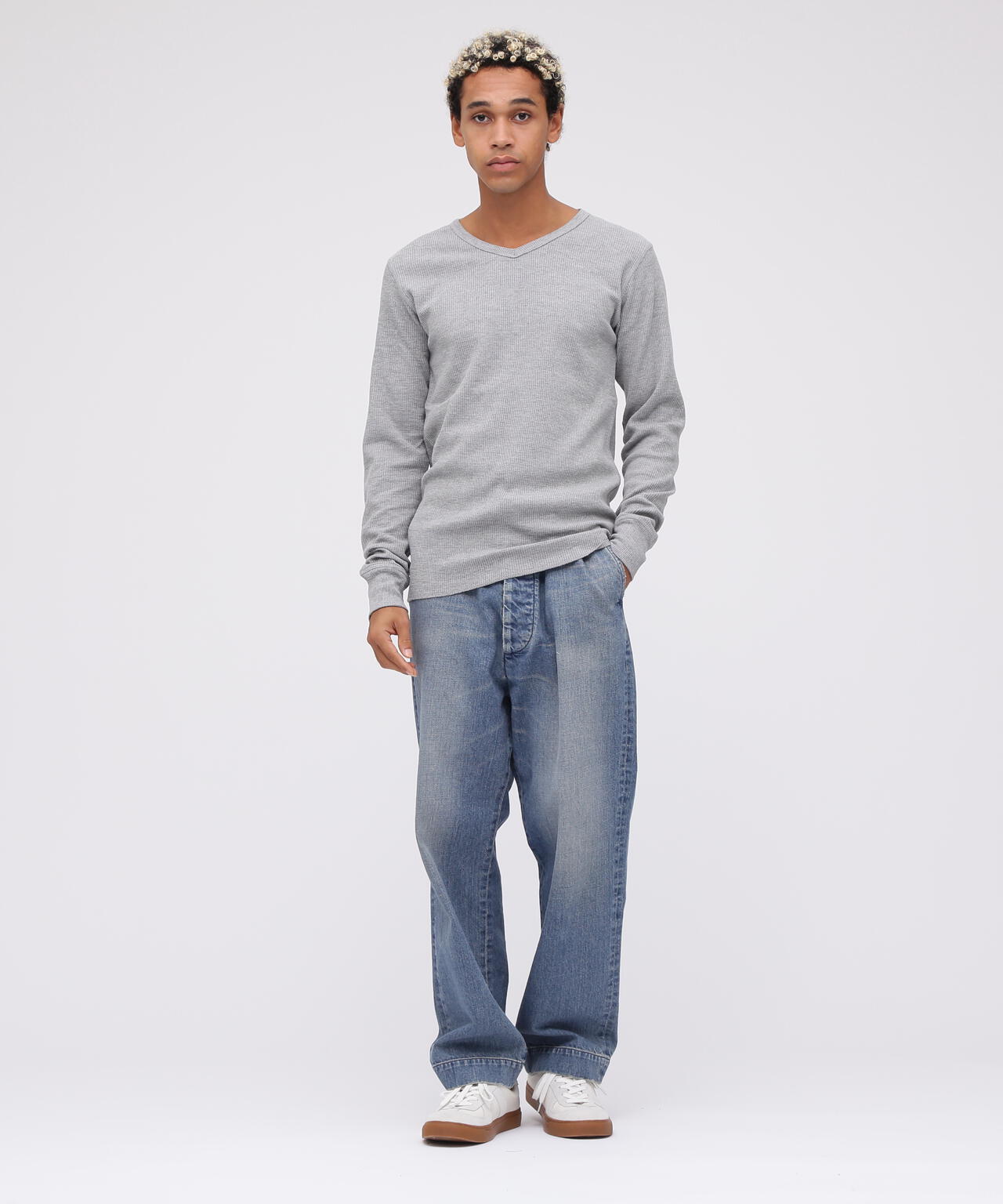 《DAILY/デイリー》THERMAL L/S V-NECK T-SHIRT/サーマル 長袖 ブイネック Tシャツ