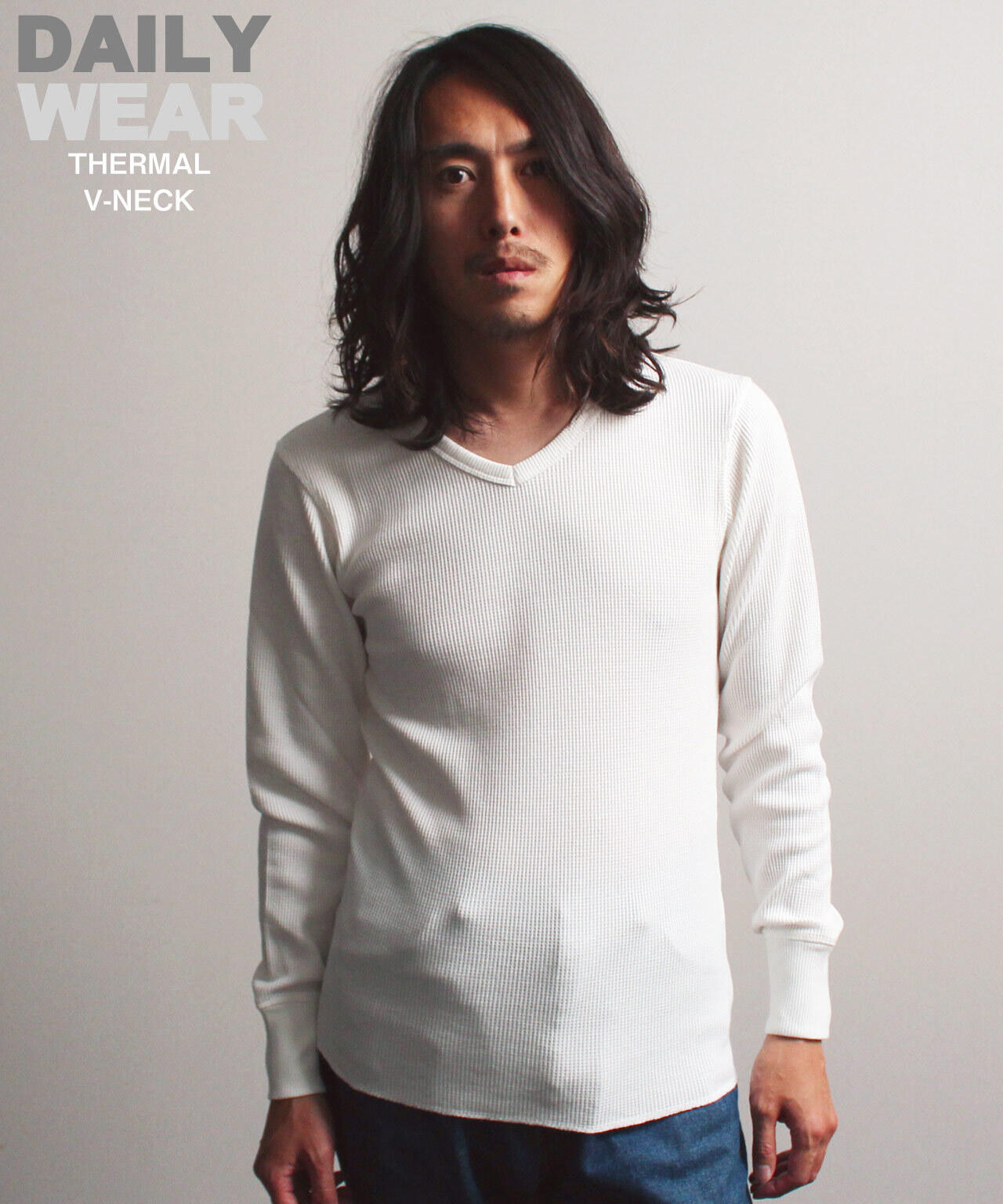 《DAILY/デイリー》THERMAL L/S V-NECK T-SHIRT/サーマル 長袖 ブイネック Tシャツ