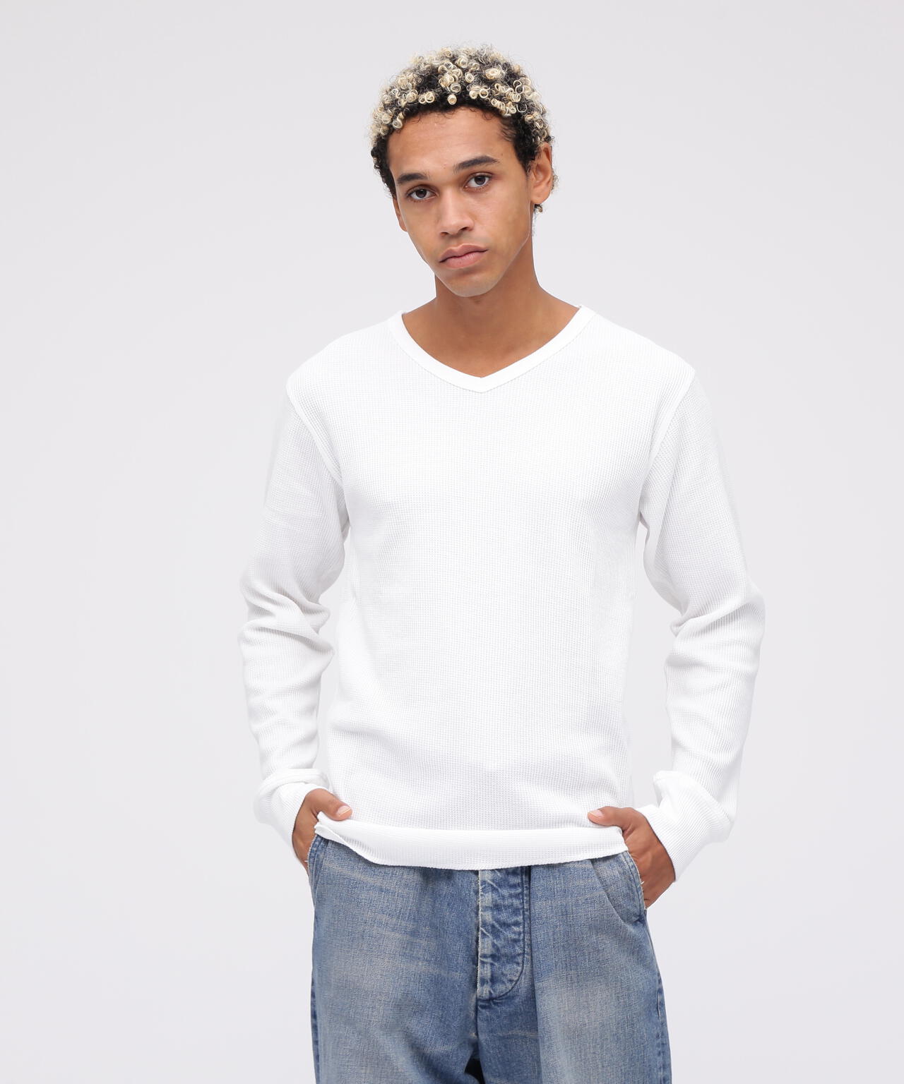 《DAILY/デイリー》THERMAL L/S V-NECK T-SHIRT/サーマル 長袖 ブイネック Tシャツ