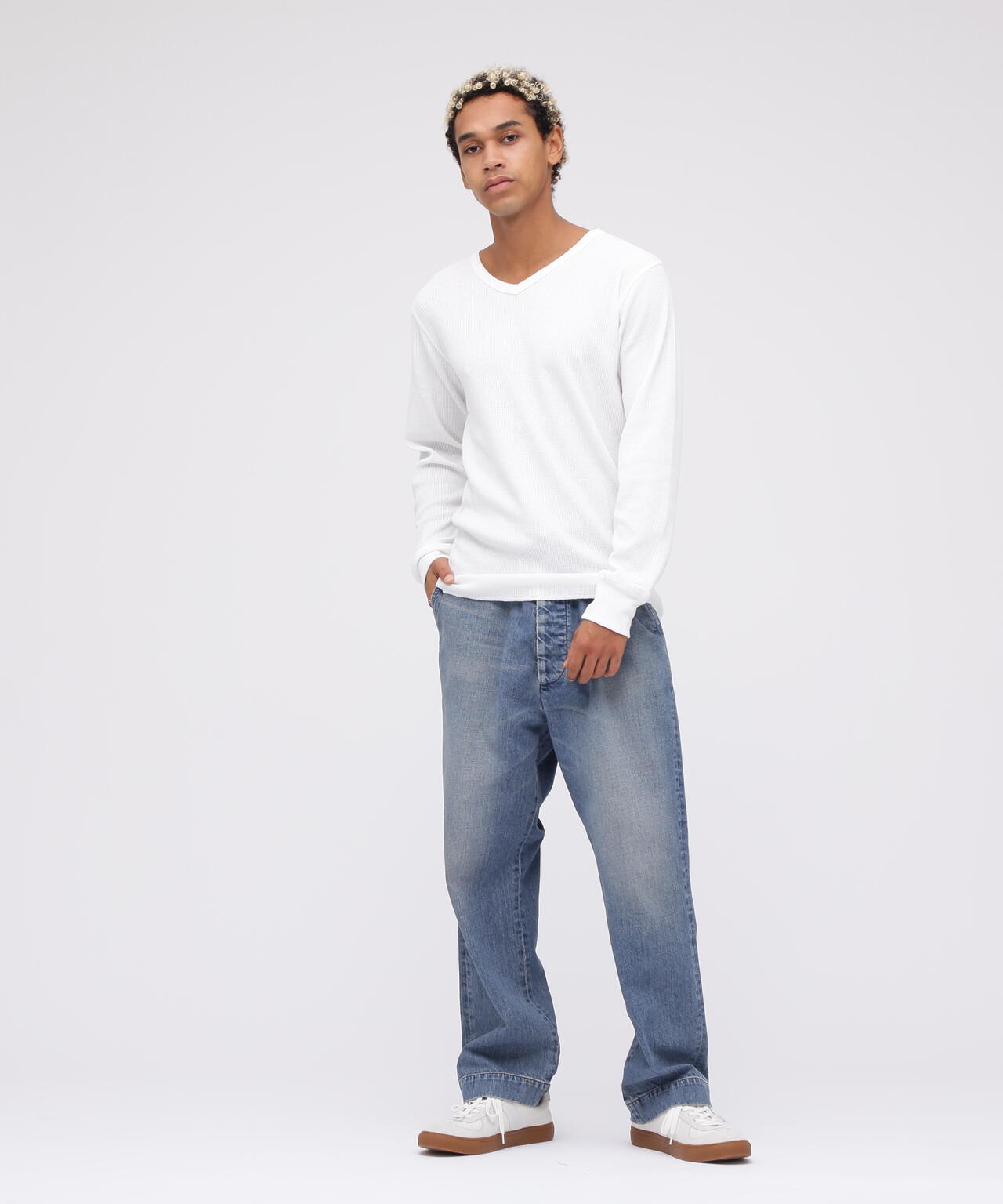 《DAILY/デイリー》THERMAL L/S V-NECK T-SHIRT/サーマル 長袖 ブイネック Tシャツ