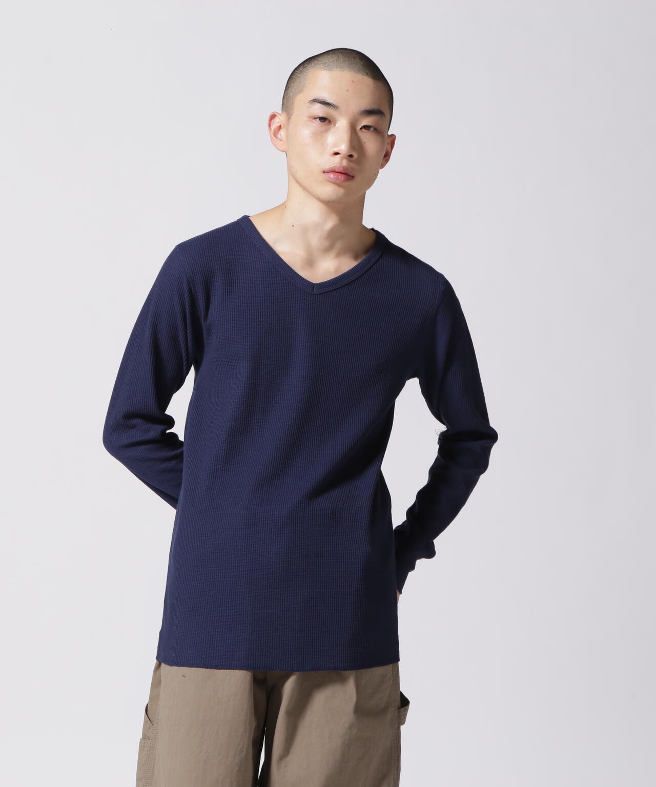 《DAILY/デイリー》THERMAL L/S V-NECK T-SHIRT/サーマル 長袖 ブイネック Tシャツ