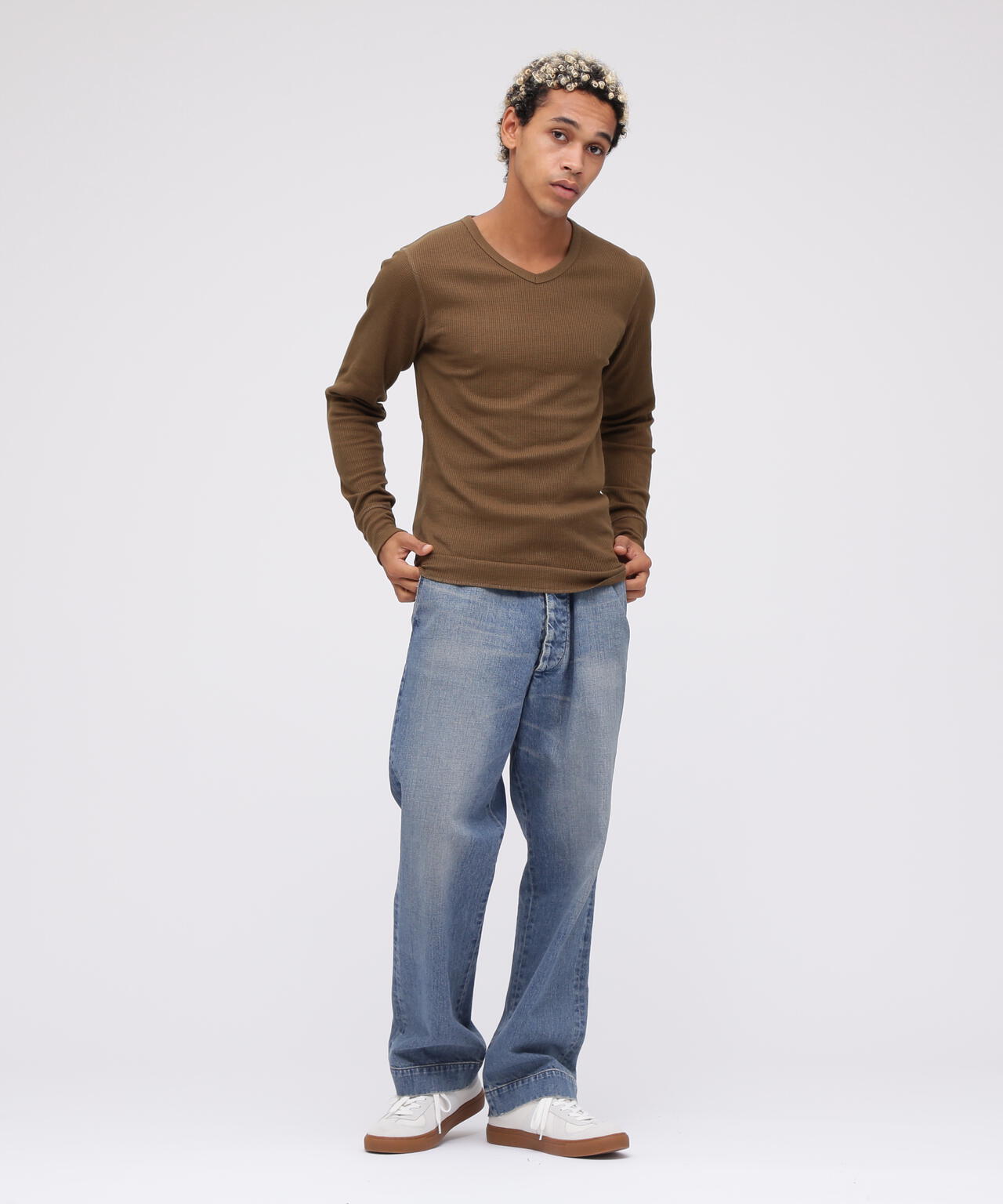 《DAILY/デイリー》THERMAL L/S V-NECK T-SHIRT/サーマル 長袖 ブイネック Tシャツ