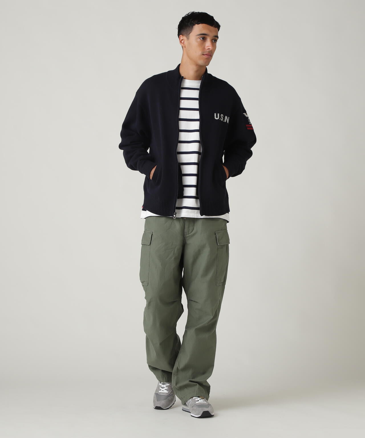 NAVAL STAND COLLAR ZIP KNIT JACKET / ネイバル スタンド カラー