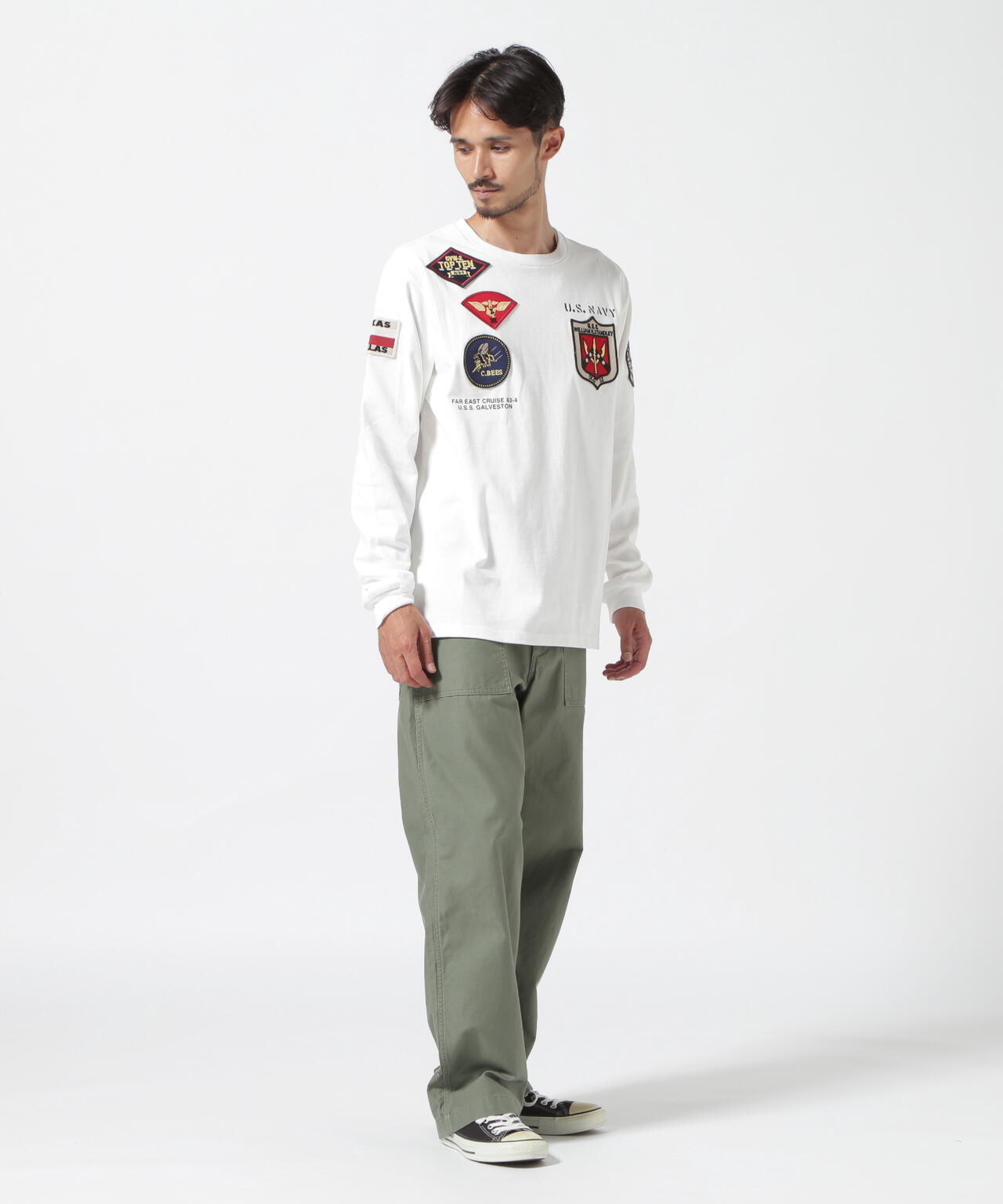 《WEB&DEPOT限定》TOP GUN PATCHED L/S T-SHIRT / トップガン パッチド 長袖 Tシャツ / AVIREX