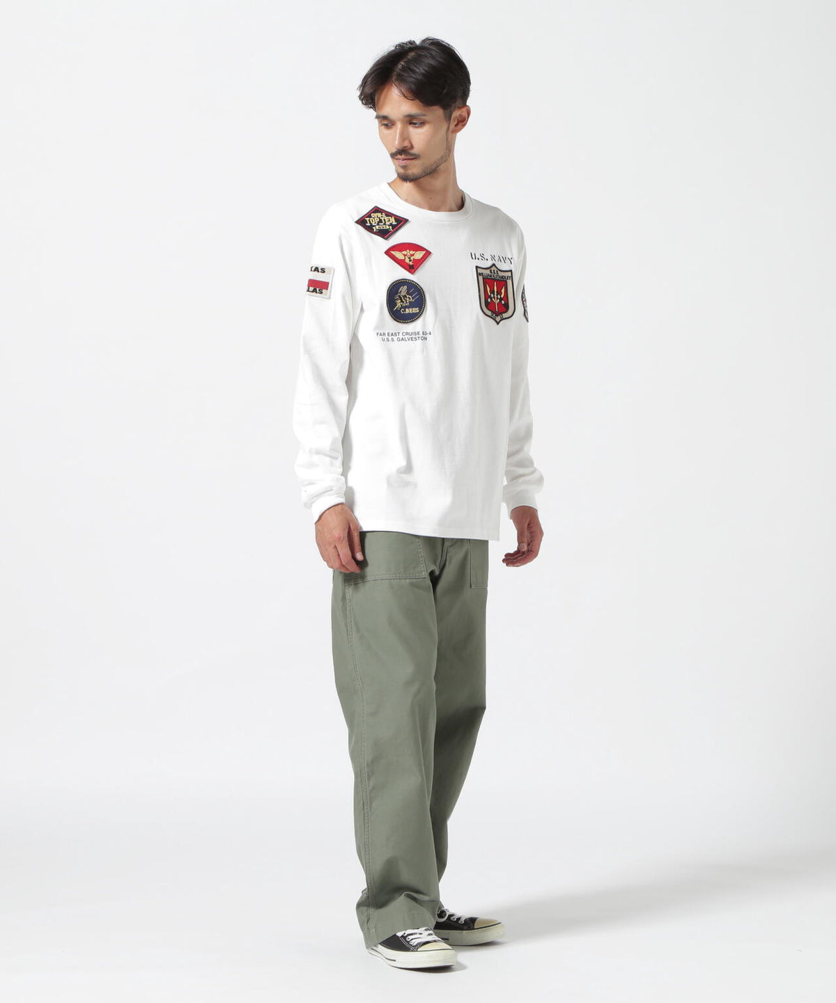 《WEB&DEPOT限定》TOP GUN PATCHED L/S T-SHIRT / トップガン パッチド 長袖 Tシャツ / AVIREX